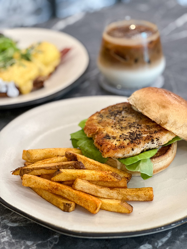 Manila Baker Bistro — grilled chicken sandwich with seasoned fries